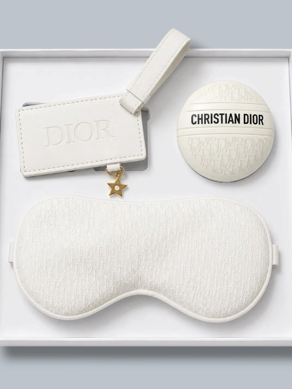 Dior White Travel Eye Mask & Luggage Tag Set SEALED/UNOPENED